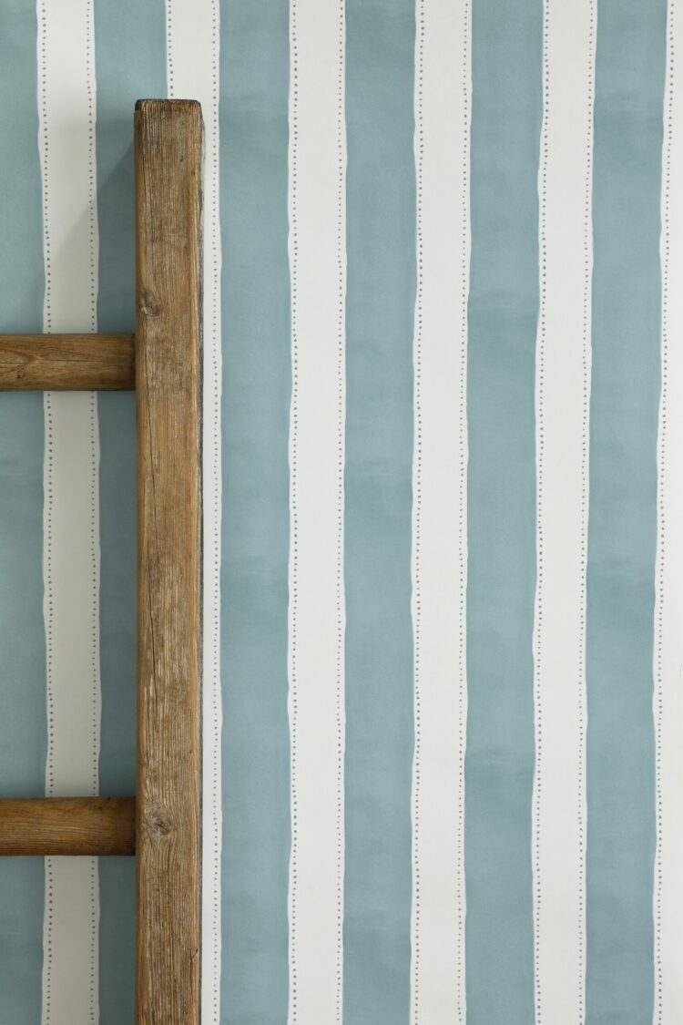 Dotted Tent Stripe Wallpaper ~ Lead Blue