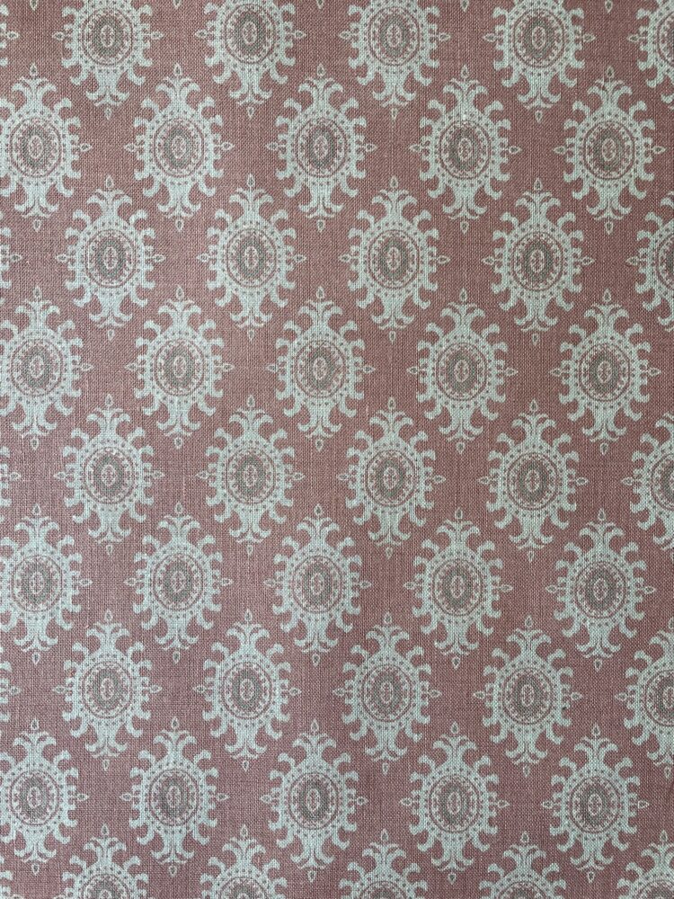 Ikat ~ Soft Red Clay and Sludge on Stone Linen
