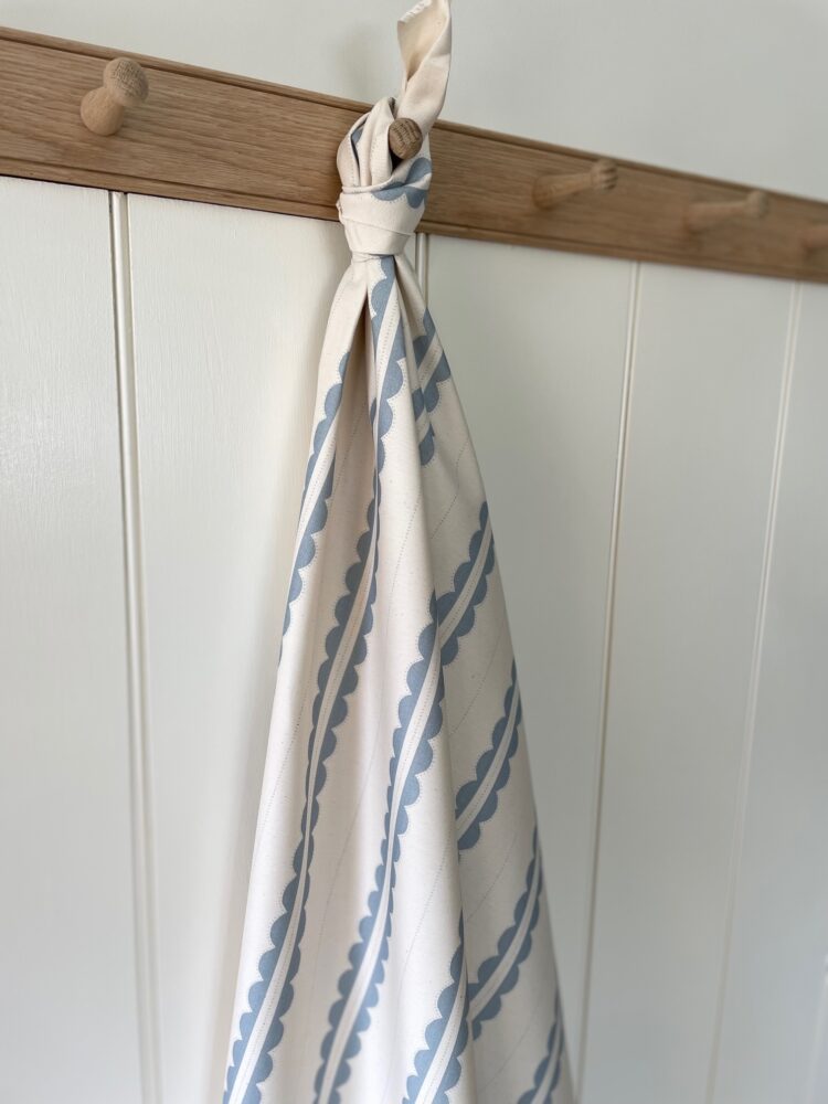Scallop Ticking Dark Blue Gray on Recycled Cotton