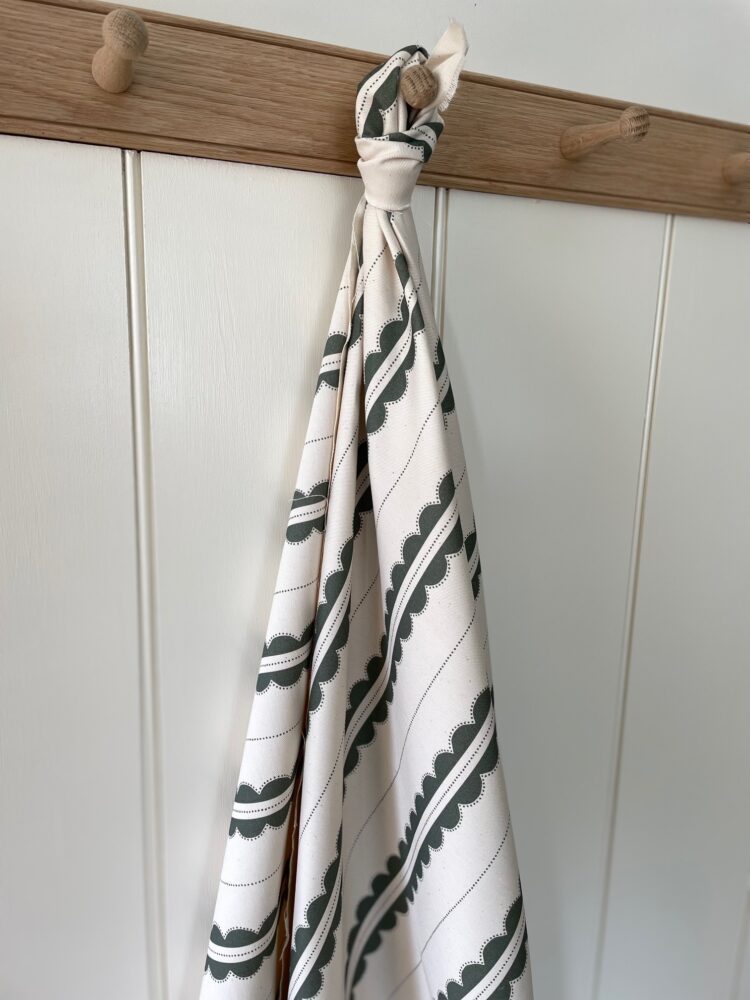Scallop Ticking Olive on Recycled Cotton