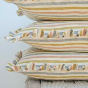 Stunning Handmade Oblong Frill Cushion in Tumbled Tulum Stripe Linen - CURRENTLY OUT OF STOCK - Image 2