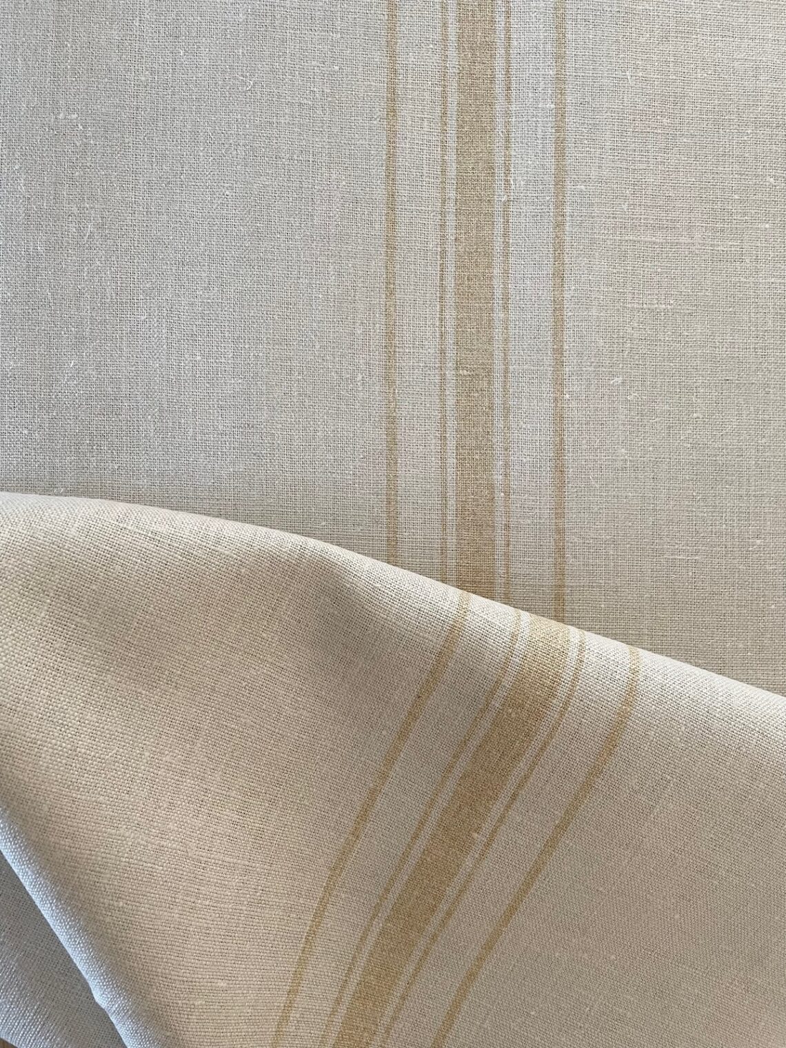 The Danish Stripe Hay on Grainsack Linen Peony & Sage