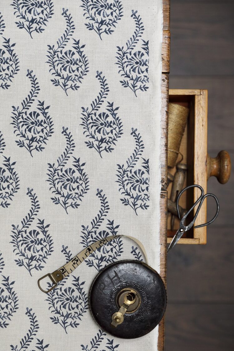 Imara Linen Squid Ink Blue On Stone Linen