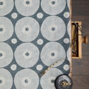 Picchu Linen Parma Blue and Blue Gray on Ivory Linen - Image 3