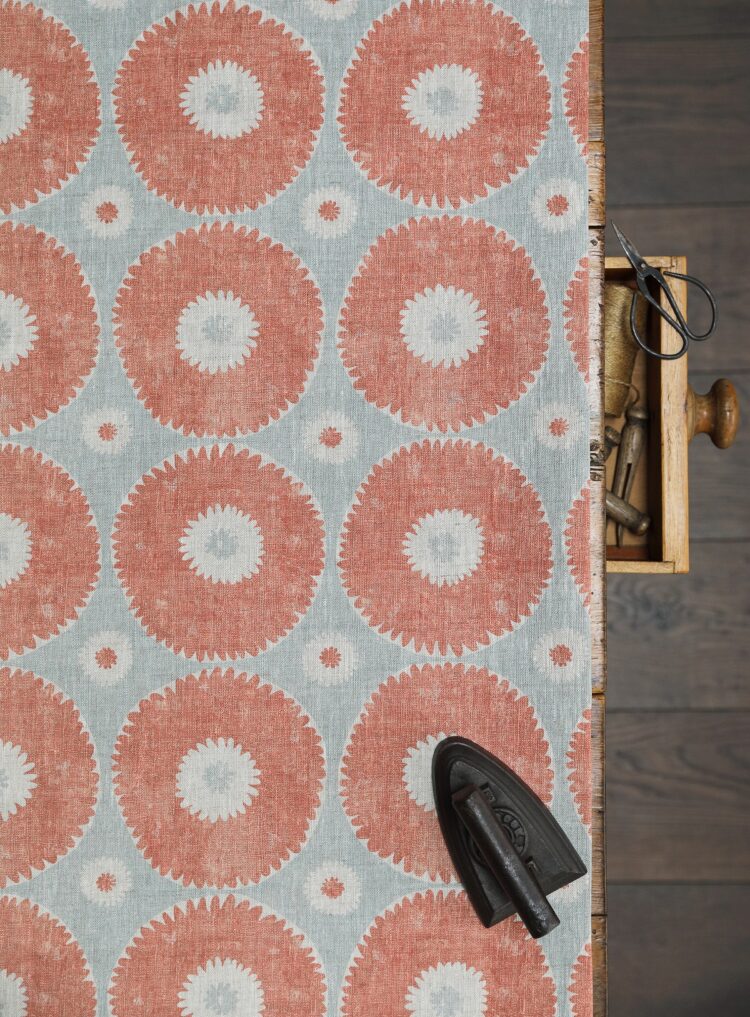 Picchu Linen Parma Blue and Rust
