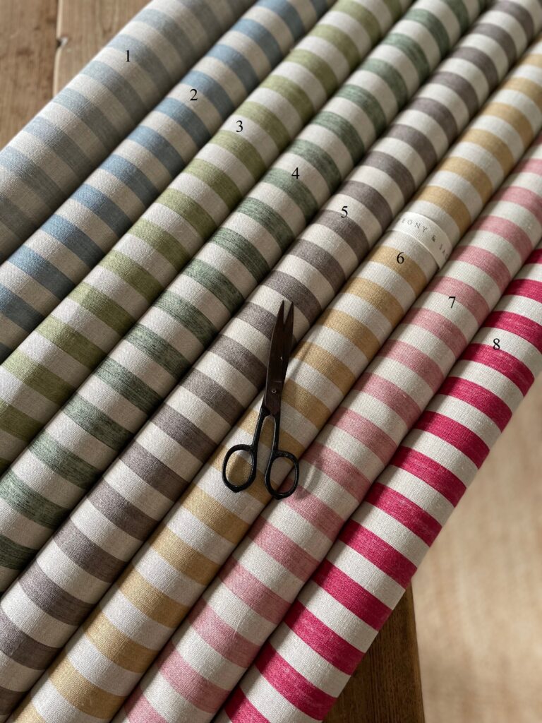 Punch and Judy Grande Stripes on Stone Linen Peony & Sage