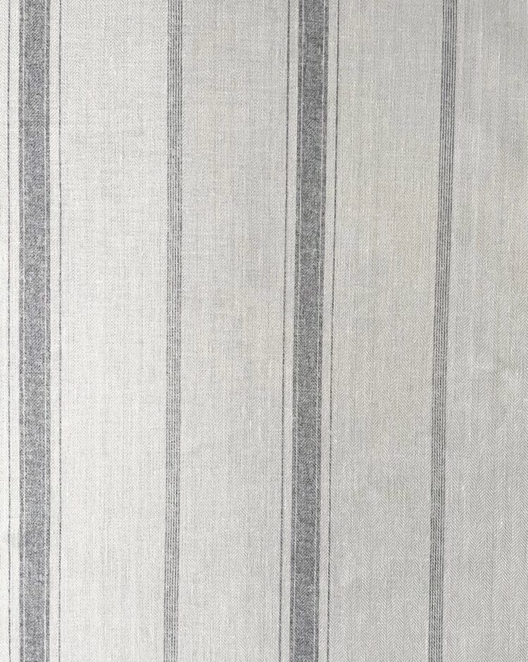 Sorrento Stripe {Single Colour} Storm Grey on Oyster White Herringbone Linen