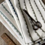 Single Scallop Stripe Olive Green on Ivory Linen (HORIZONTAL) - Image 2