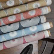 Picchu Linen Parma Blue and Blue Gray on Ivory Linen - Image 2