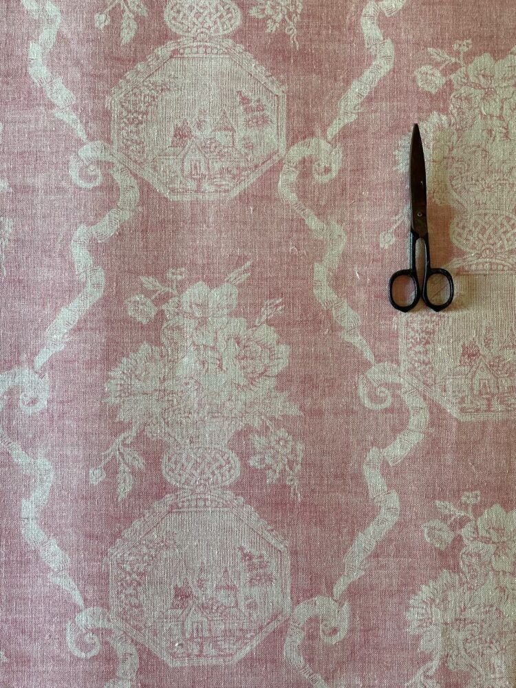 Greta ~ Berry Pink on Stone Linen