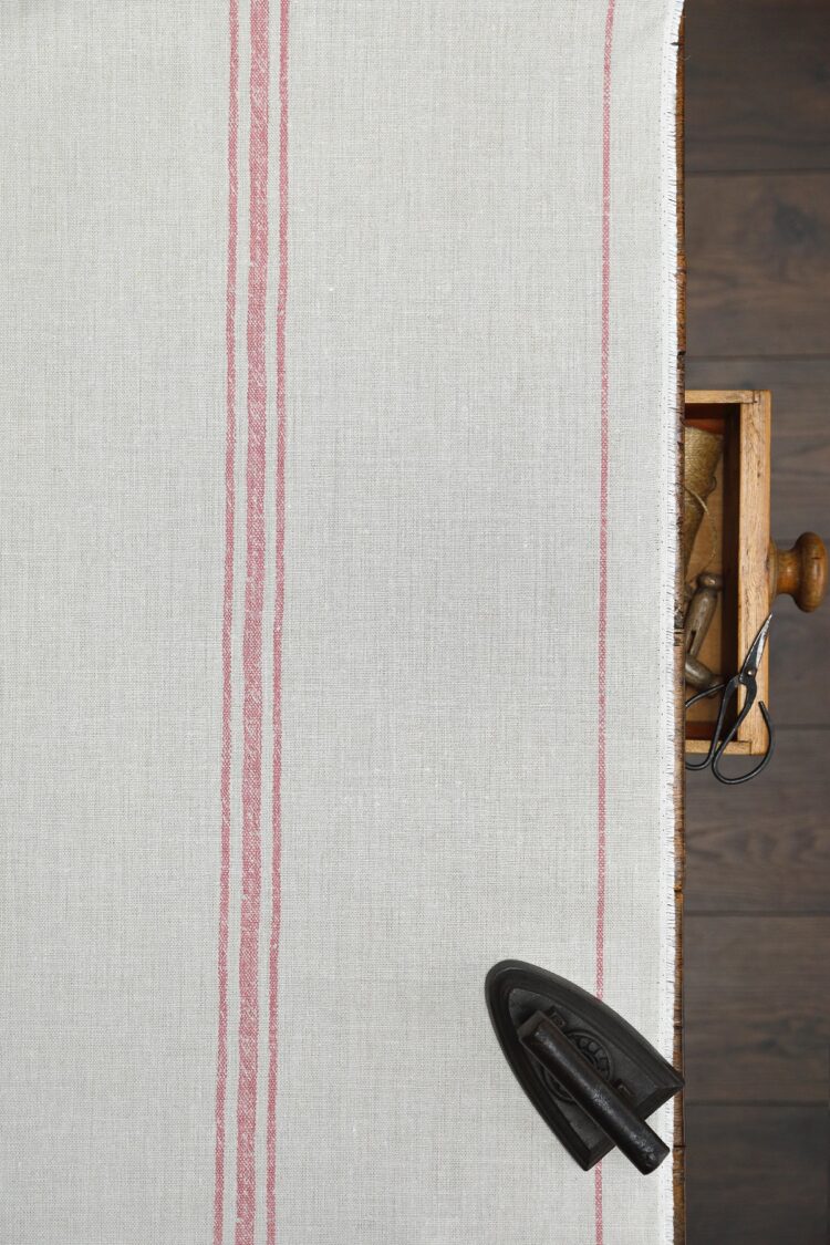 Dutch Stripe Multi ~ Berry on Grainsack Linen