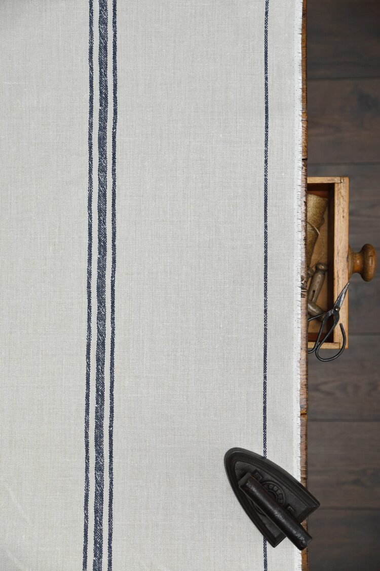 Dutch Stripe Multi ~ Dutch Blue on Dune Linen