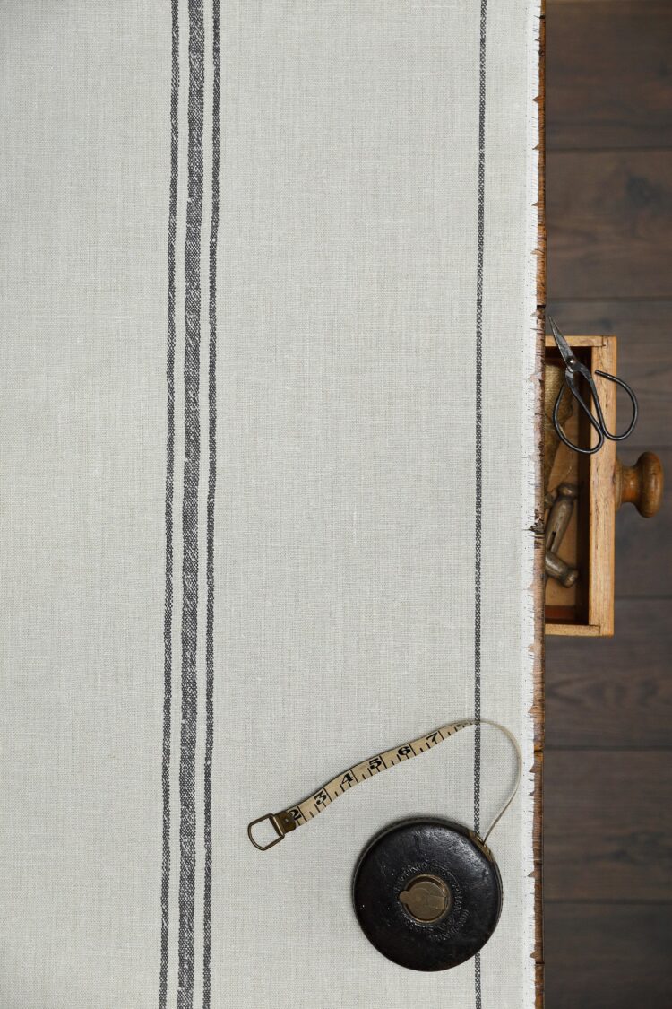 Dutch Stripe Multi ~ Graphite Black Grainsack Linen