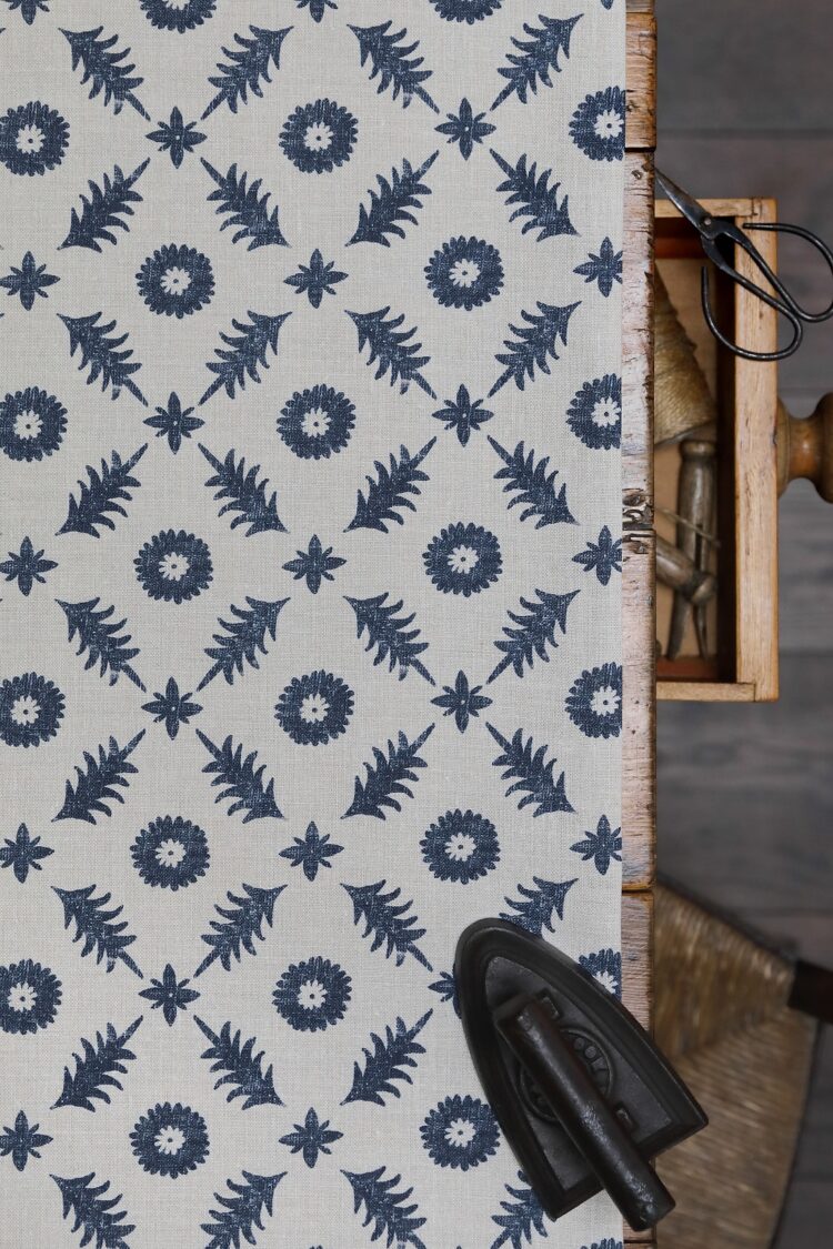 Aires Squid Ink Blue on Stone Linen