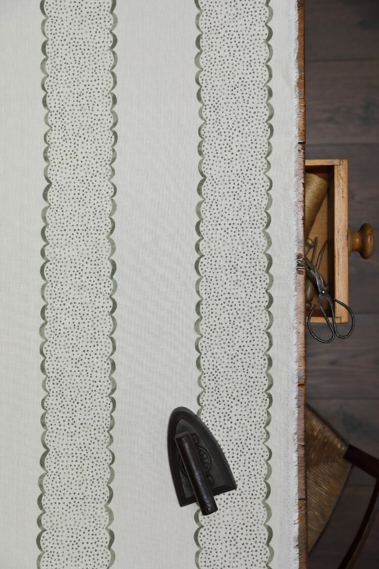 Rafael Stripe Forest Green on Ivory Linen