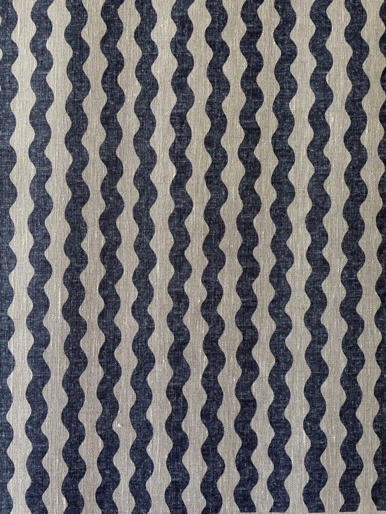 Ric Rac Stripe Dutch Blue on Dune Linen