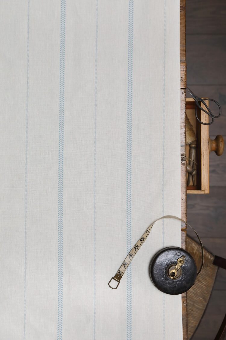 Indi Stripe Old Blue on Ivory Linen