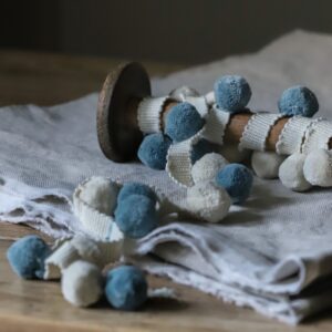 Beautiful Ivory and Oxford Blue Pom Pom ~ £14.95pm FREE P&P