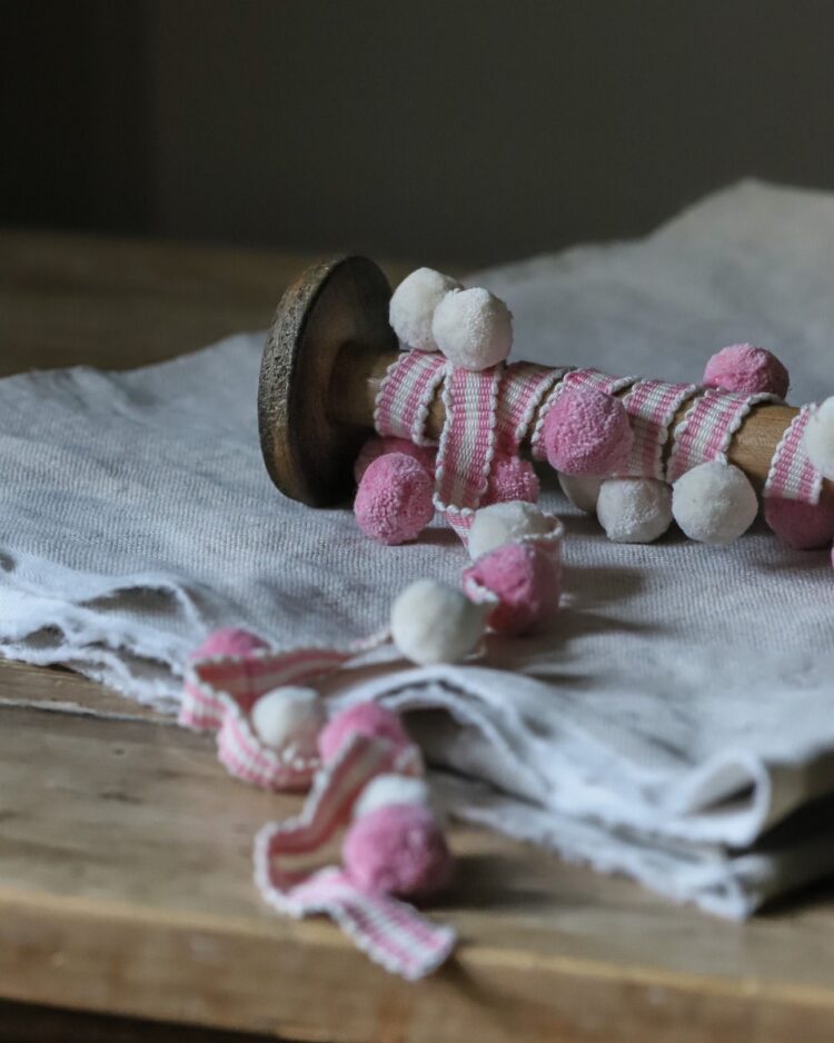 Beautiful French Pink and Ivory Pom Poms ~ £14.95pm FREE P&P