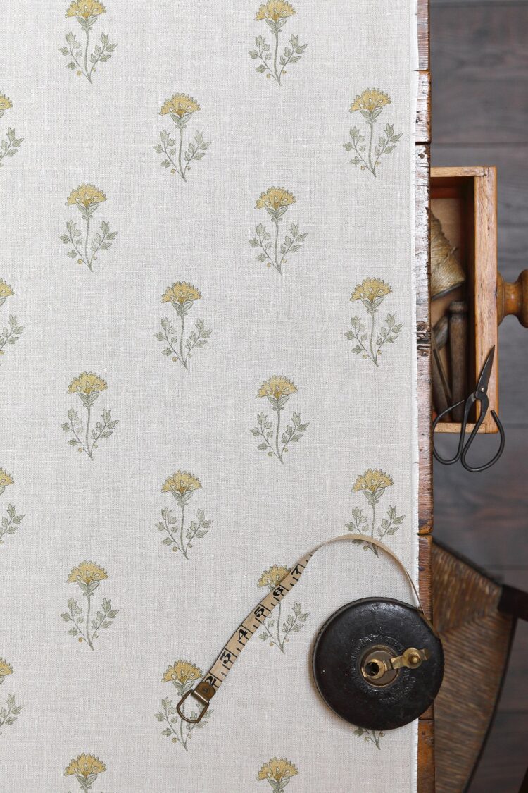 Thea Ochre II on Stone Linen