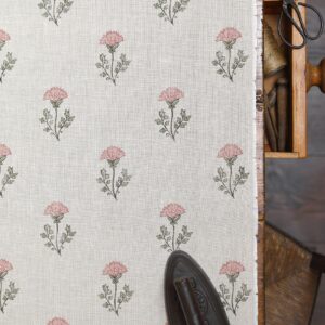 Thea Pink II on Stone Linen Peony Sage