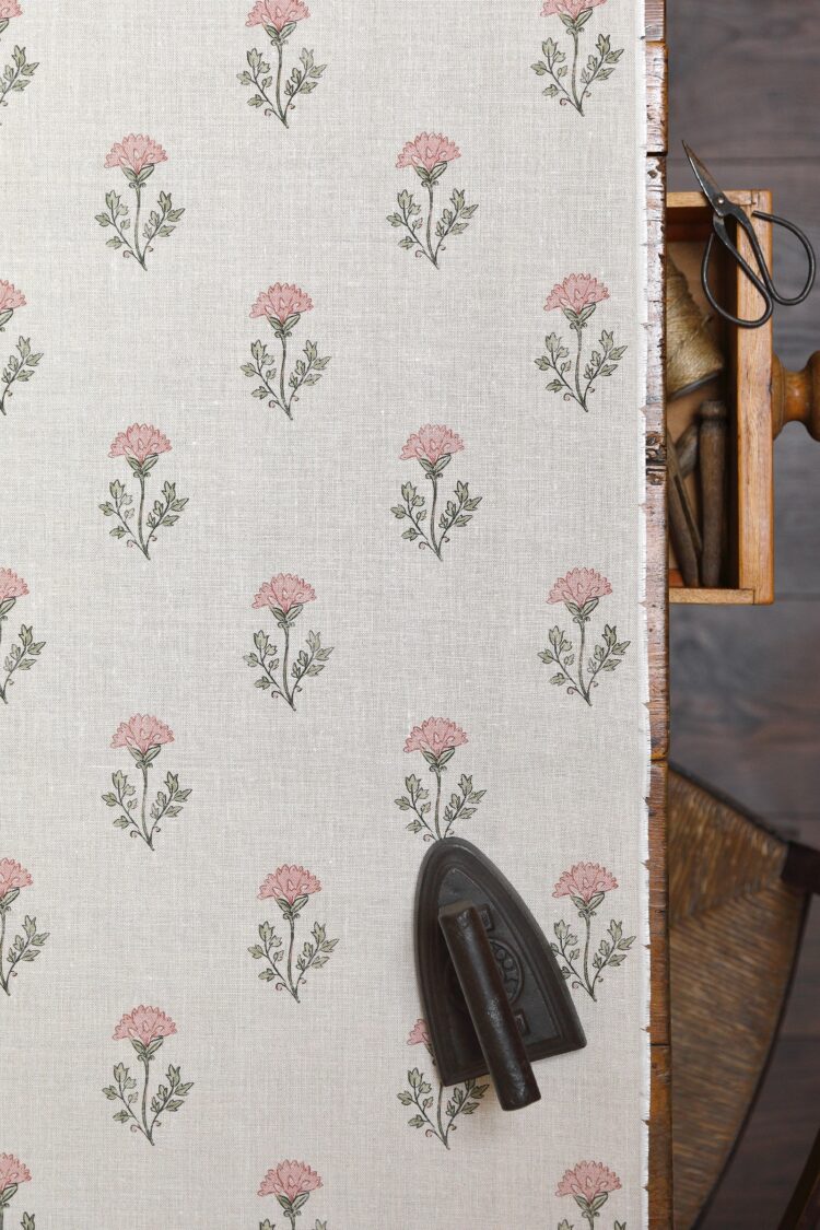 Thea Pink II on Stone Linen