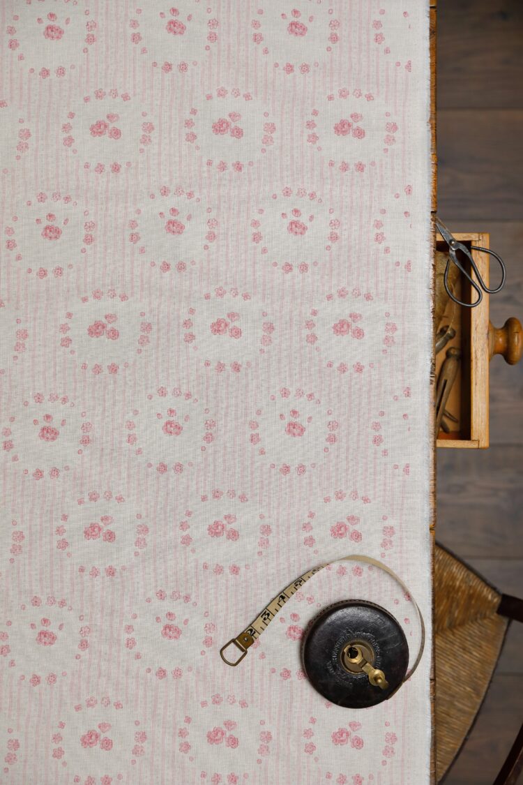 Betty ~ Pink on Cream Tumbled Linen ON SALE WAS £95.00 now £55.00