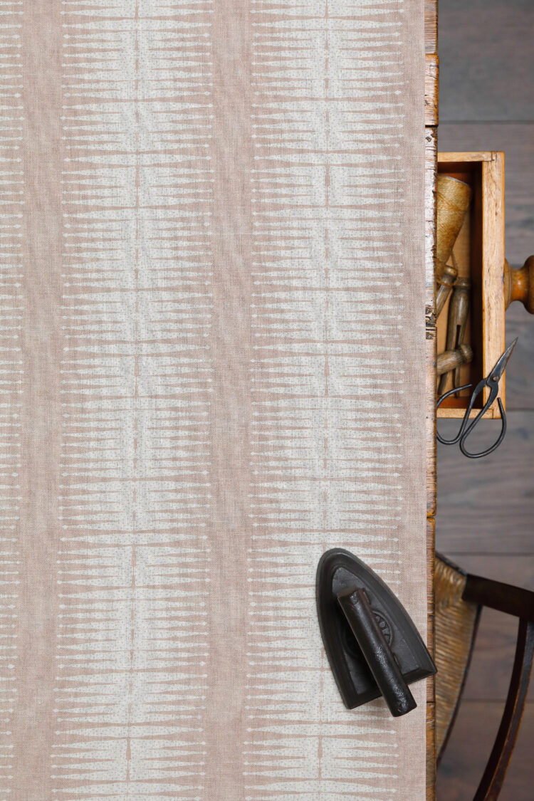 Montauk Diamond Stripe Pink on Stone Linen