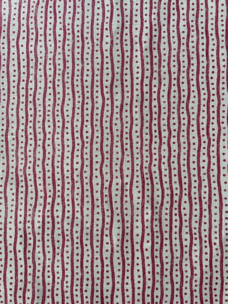 Betty's Wobble Stripe Jemima Red on Cream Linen