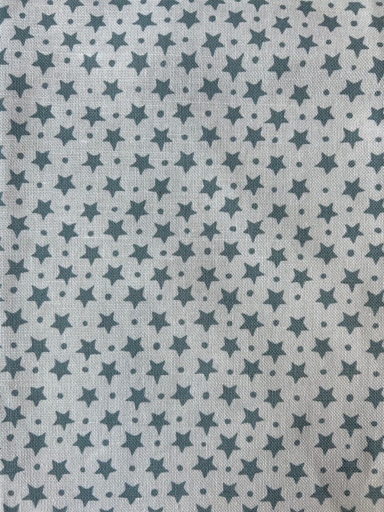 Star and Dot Stone Blue On White Linen Union