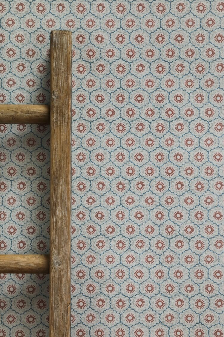 Liberty Petite Oxford Stone, Terracotta and Lead Blue Wallpaper