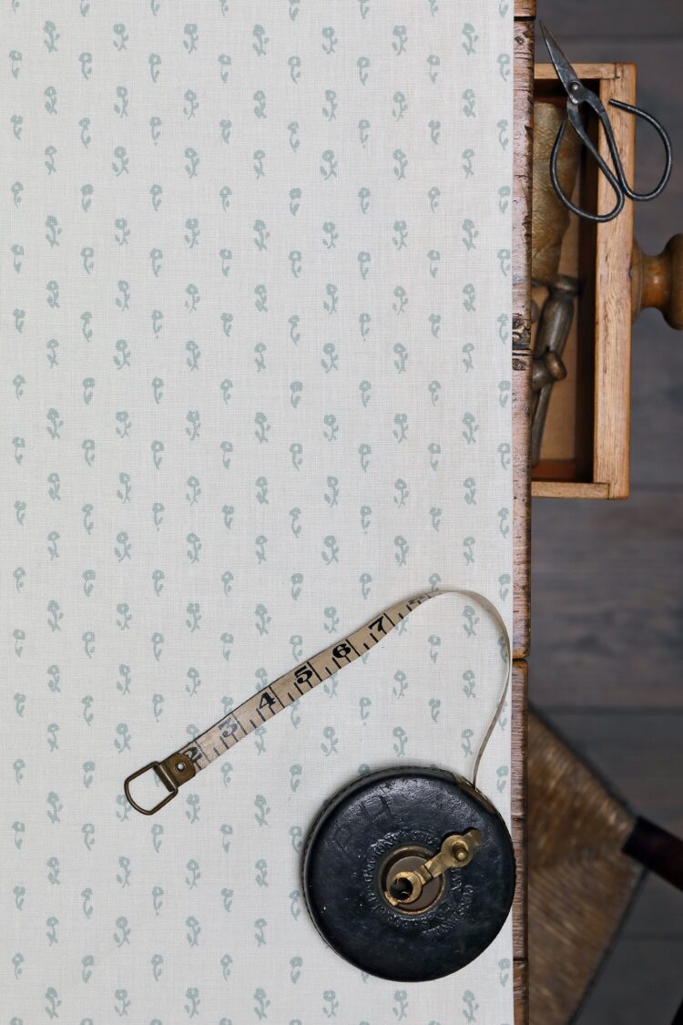 Fleur Fleur Eucalyptus Green on Ivory Linen