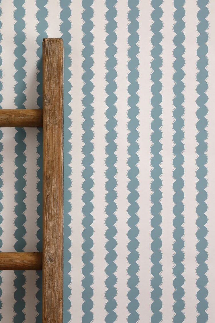 Snakey Stripe Wallpaper Lead Blue