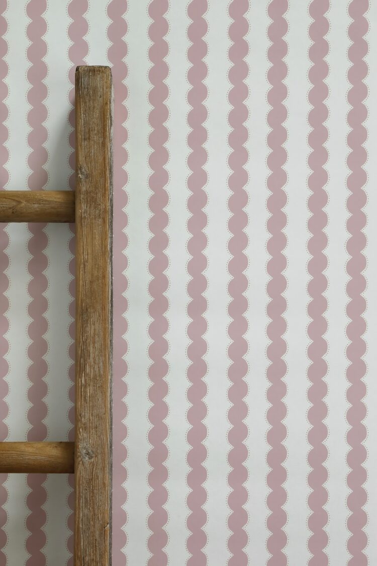 Snakey Stripe Wallpaper Pink and Hay