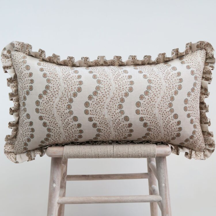 Amalia in Forest Green + Wheat Frill Cushion £144.00
