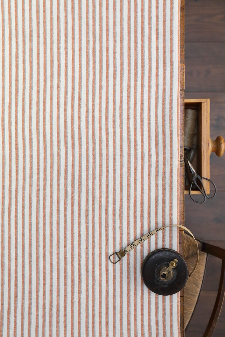 Darling Stripe Amber + Tin on Pure Double Cream Linen