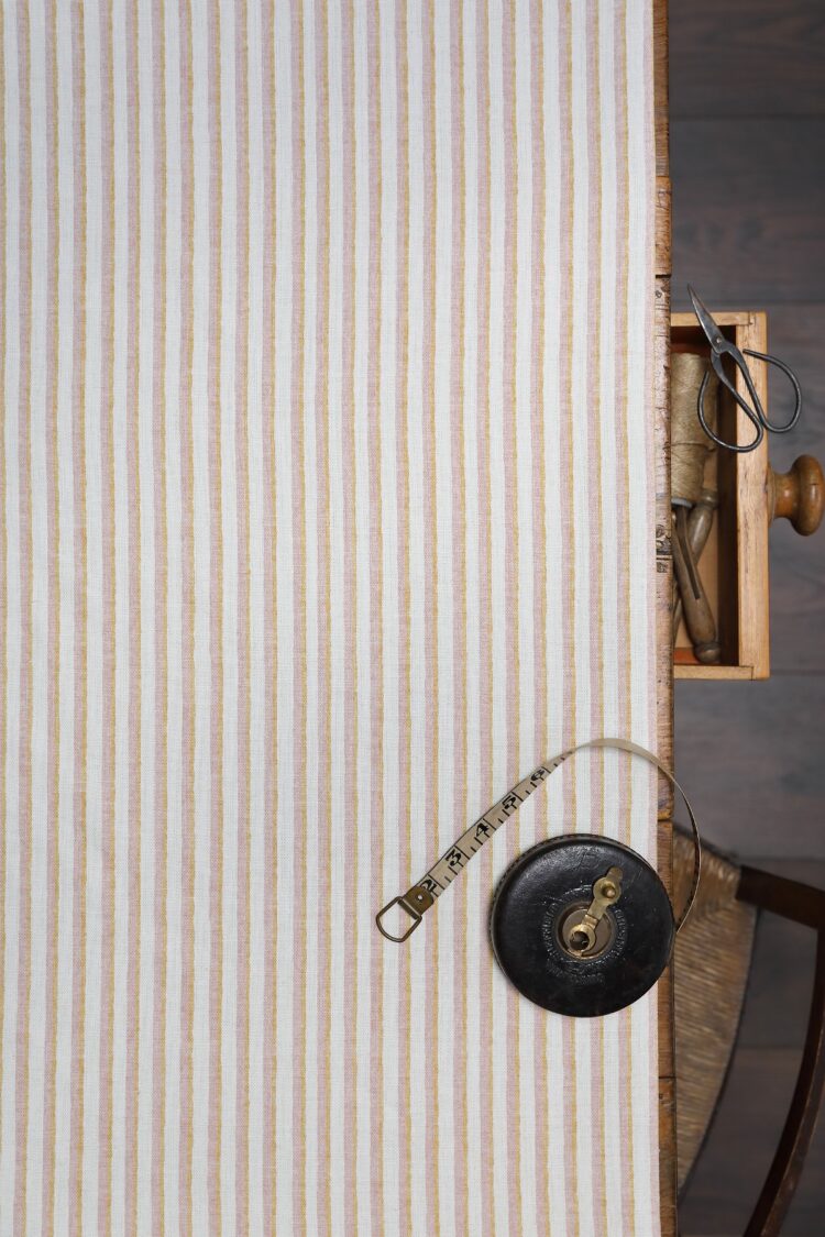 Darling Stripe Pink + Hay on Pure Double Cream Linen