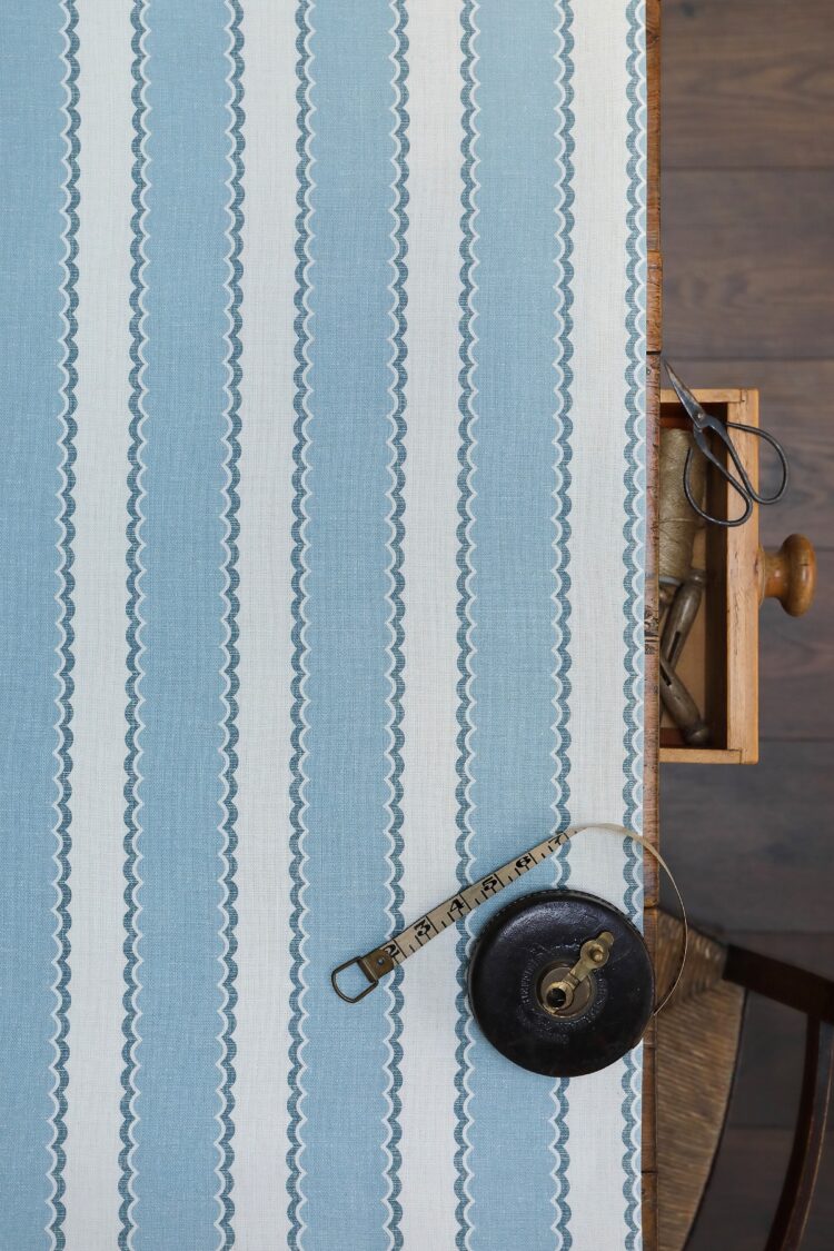 Folie Stripe Blues II on Pure Double Cream Linen