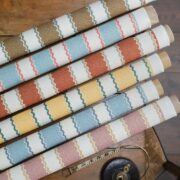 Folie Stripe Chalk Pink + Hay on Pure Double Cream Linen - Image 2