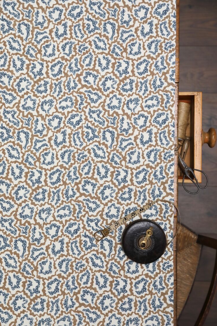 Pia Brown + Navy on Double Cream Linen