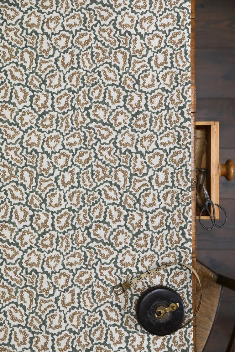 Pia Forest Green and Wheat on Stone Linen