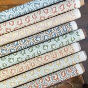 Pia Brown + Navy on Double Cream Linen - Image 2