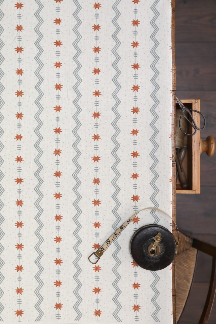 Tin Star Amber + Tin (Small Scale) on Double Cream Linen