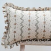 Tin Star Forest Green + Wheat Midi Scale on Stone Linen Frill Cushion £144.00 - Image 4