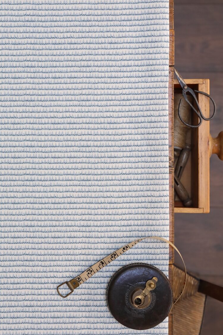 Tuft Blues II on Pure Double Cream Linen