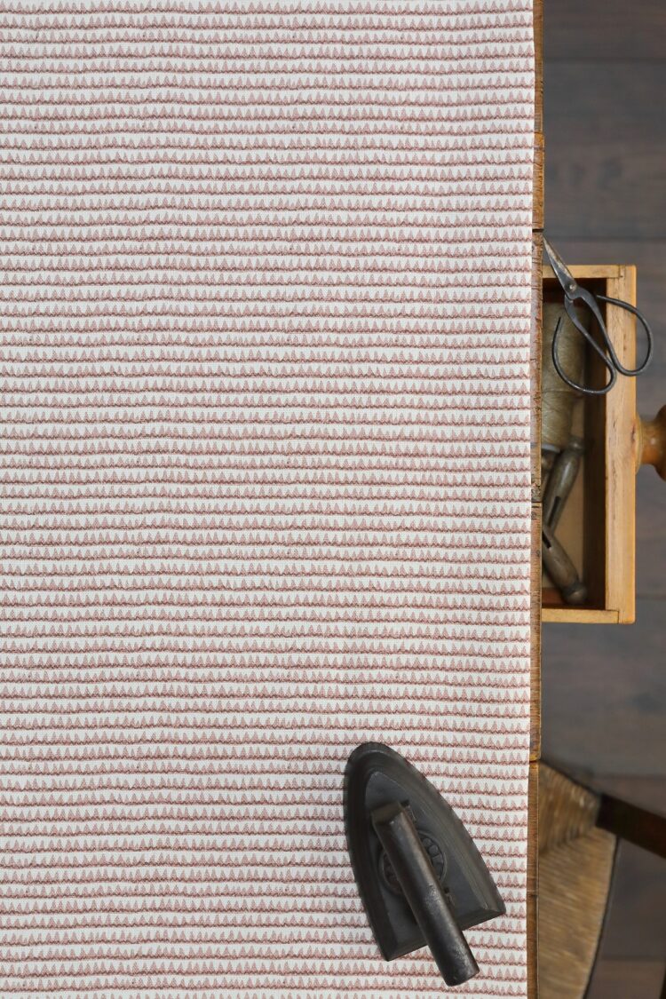 Tuft Chalk Pink on Pure Double Cream Linen