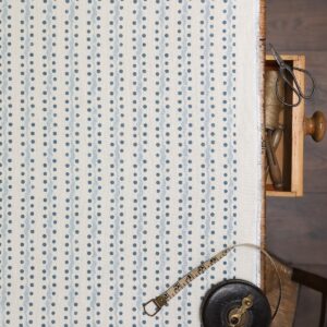 Wave and Dot Stripe Blues II on Double Cream Linen