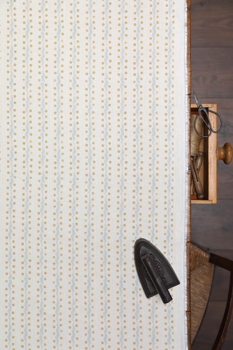 Wave and Dot Sky + Hay on Double Cream Linen