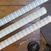 Wave and Dot Stripe Blues II on Double Cream Linen - Image 2