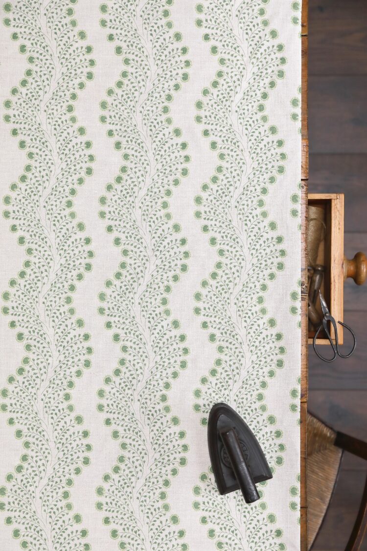 Amalia Deep Green on Stone Linen